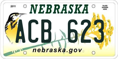 NE license plate ACB623