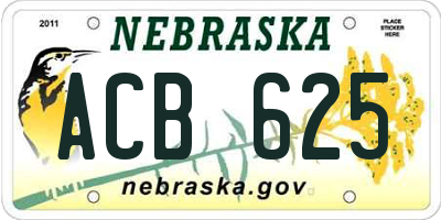 NE license plate ACB625