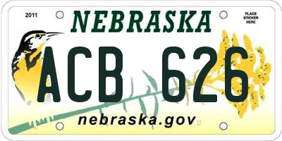 NE license plate ACB626