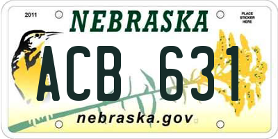 NE license plate ACB631