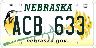 NE license plate ACB633