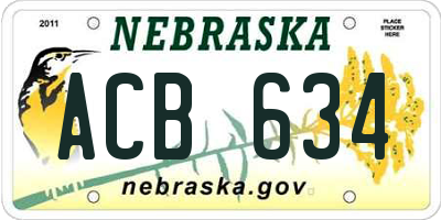 NE license plate ACB634