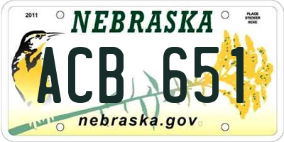 NE license plate ACB651