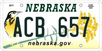 NE license plate ACB657