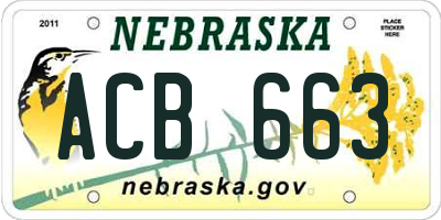 NE license plate ACB663