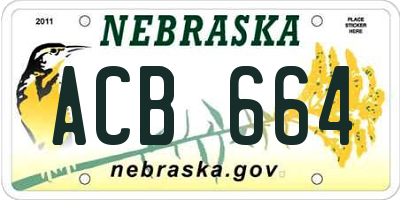 NE license plate ACB664