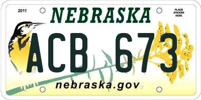 NE license plate ACB673