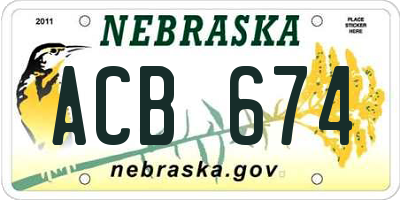 NE license plate ACB674