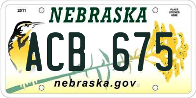 NE license plate ACB675