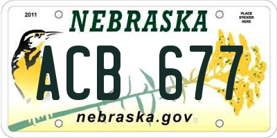 NE license plate ACB677