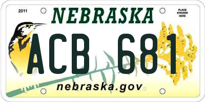 NE license plate ACB681