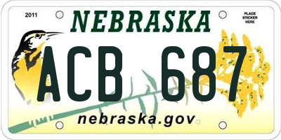 NE license plate ACB687