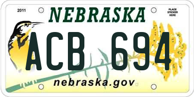 NE license plate ACB694