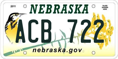 NE license plate ACB722