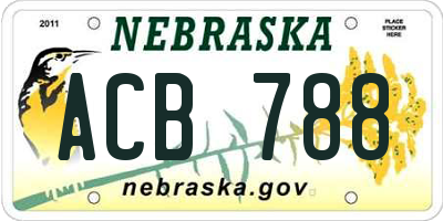 NE license plate ACB788