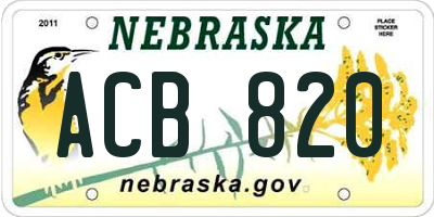 NE license plate ACB820