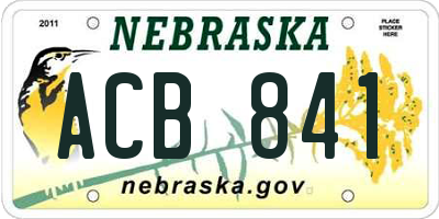 NE license plate ACB841