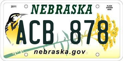 NE license plate ACB878