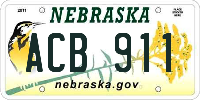 NE license plate ACB911