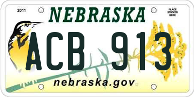 NE license plate ACB913