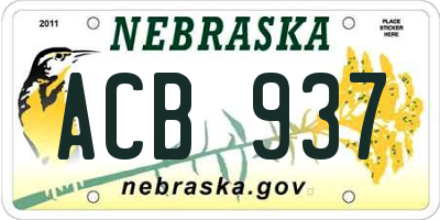 NE license plate ACB937