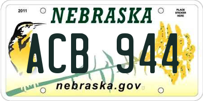 NE license plate ACB944