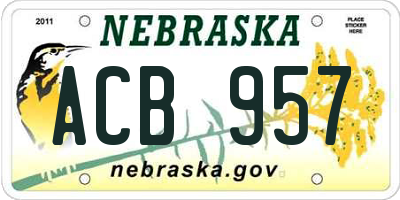 NE license plate ACB957