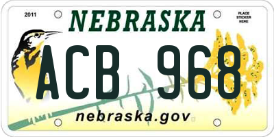 NE license plate ACB968