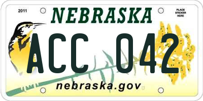 NE license plate ACC042