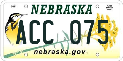 NE license plate ACC075