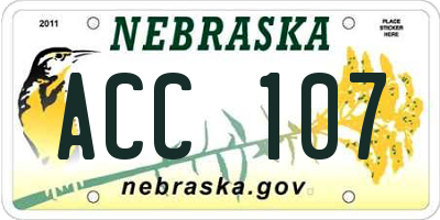 NE license plate ACC107
