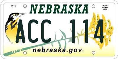 NE license plate ACC114