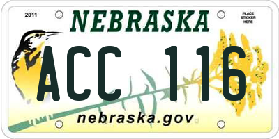 NE license plate ACC116