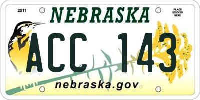NE license plate ACC143