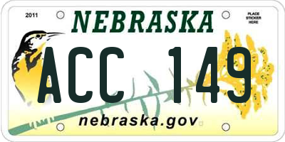 NE license plate ACC149