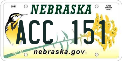NE license plate ACC151