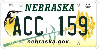 NE license plate ACC159