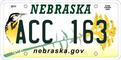 NE license plate ACC163