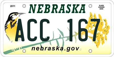 NE license plate ACC167