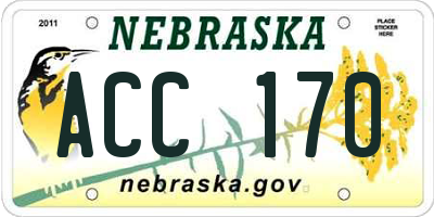 NE license plate ACC170