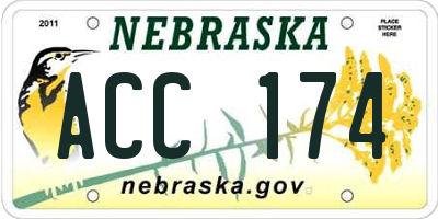 NE license plate ACC174