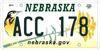 NE license plate ACC178