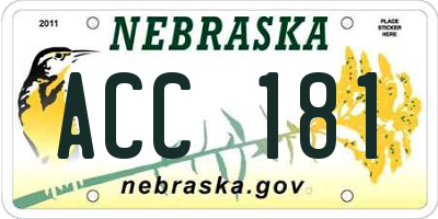 NE license plate ACC181