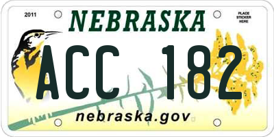 NE license plate ACC182