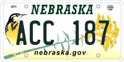 NE license plate ACC187