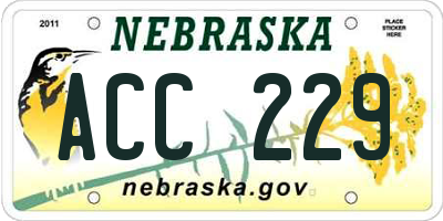 NE license plate ACC229