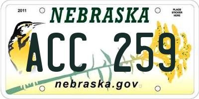 NE license plate ACC259