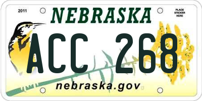 NE license plate ACC268