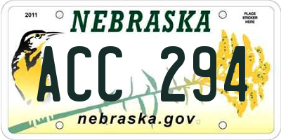 NE license plate ACC294