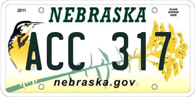 NE license plate ACC317